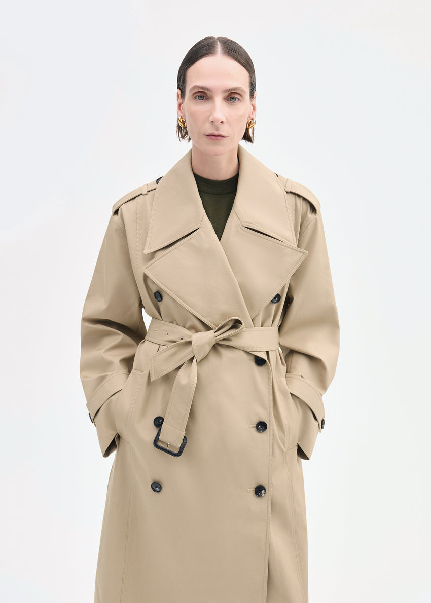 Oversized Trench in Cotton Twill - Camel | CO