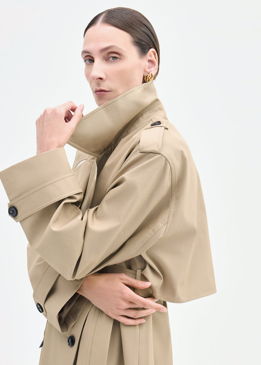 Oversized Trench in Cotton Twill - Camel | CO