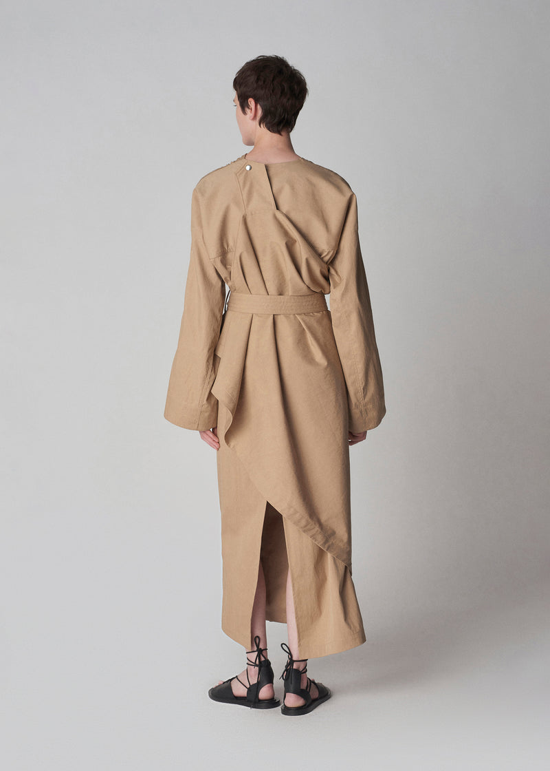Wrapped Trench in Cotton Twill - Camel - CO