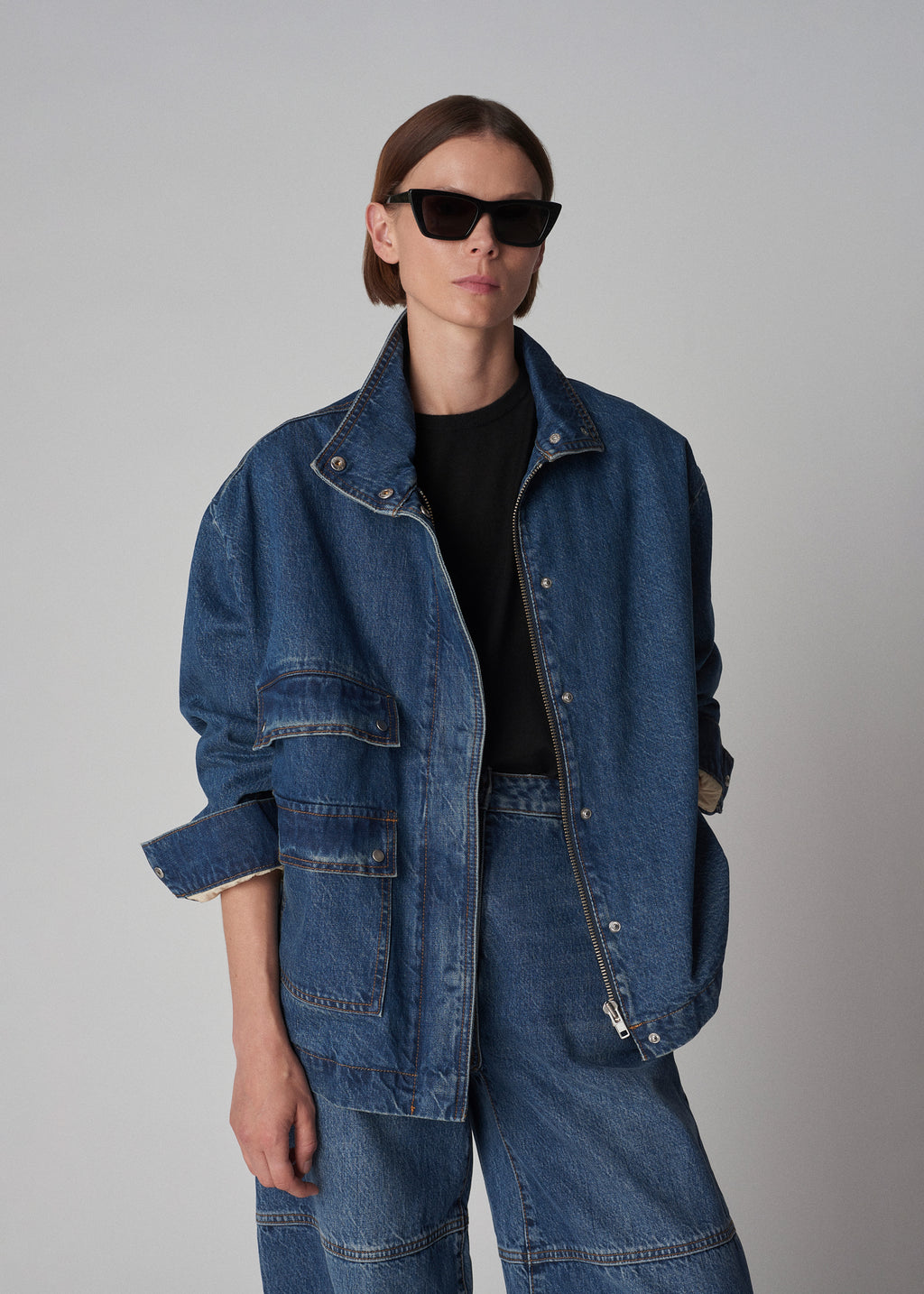 Bomber Jacket in Denim - Indigo - CO