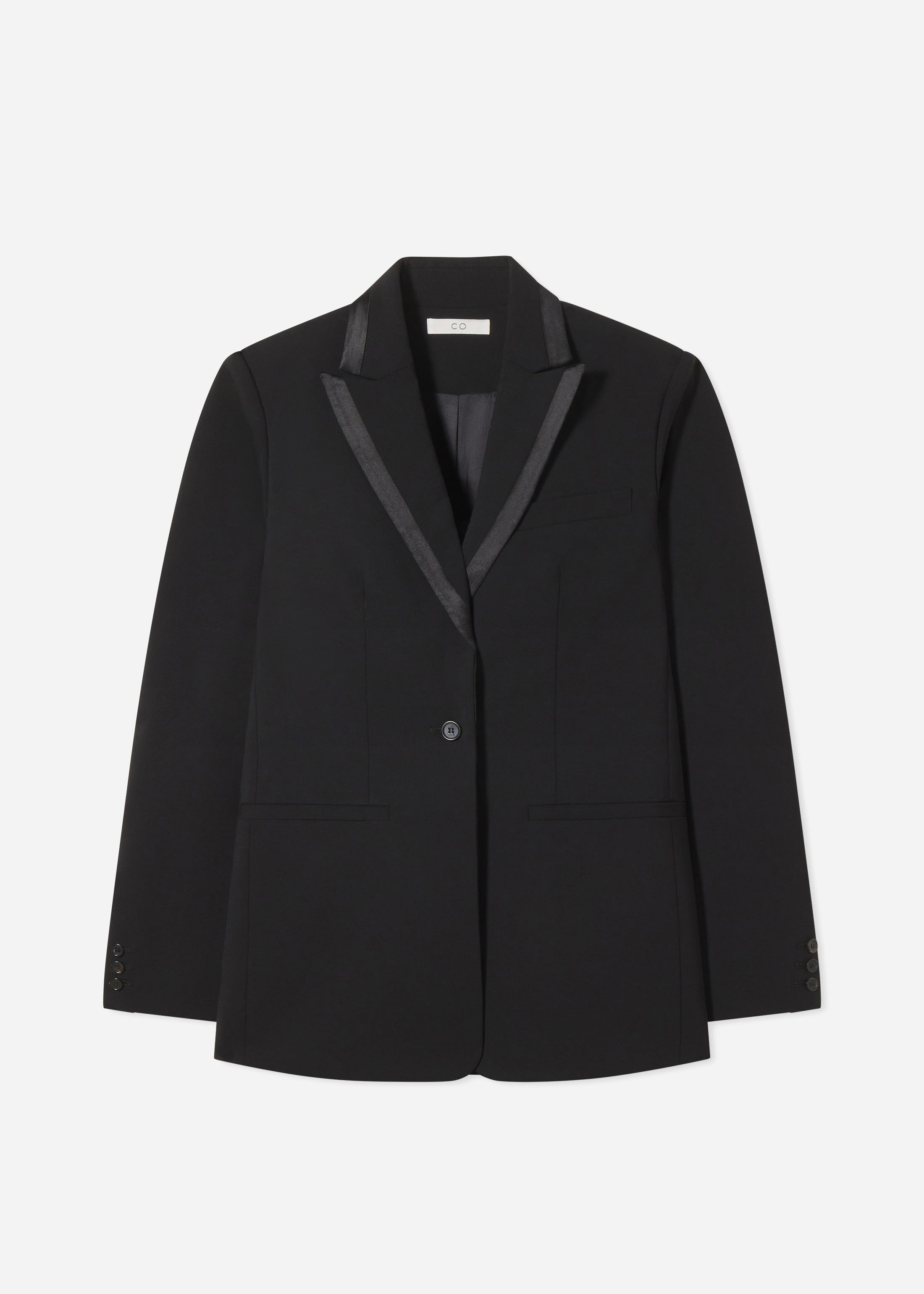 Tuxedo Jacket in Wool and Silk - Black