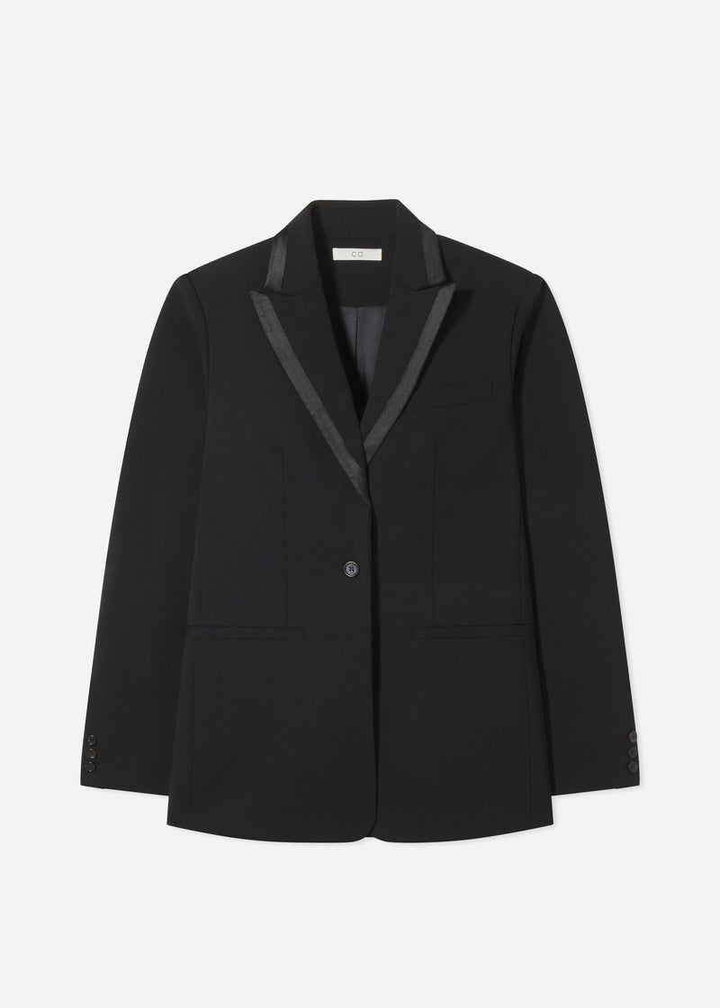 Tuxedo Jacket in Wool and Silk - Black - CO