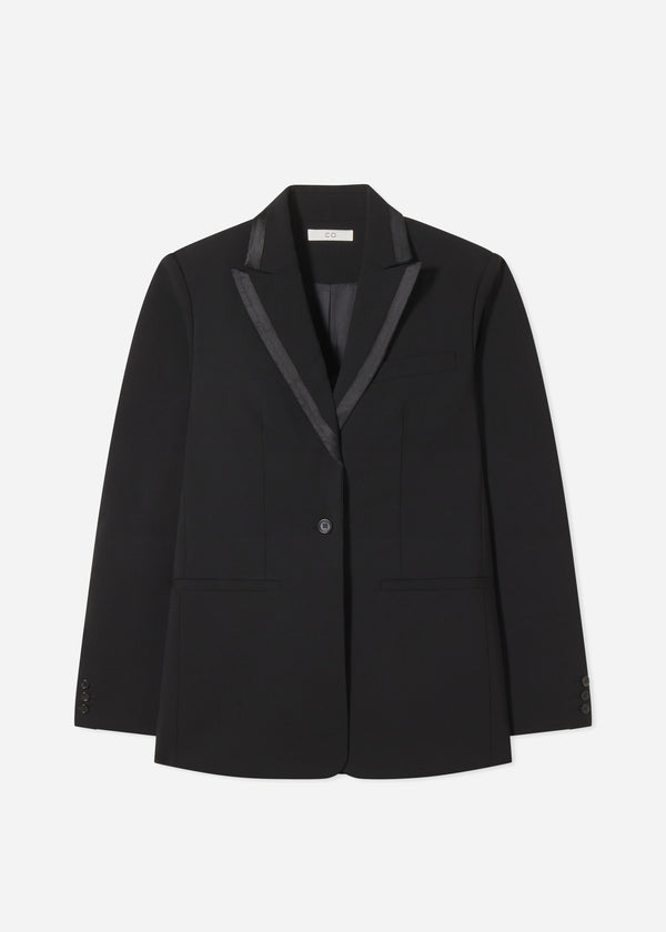 Tuxedo Jacket in Wool and Silk - Black - CO