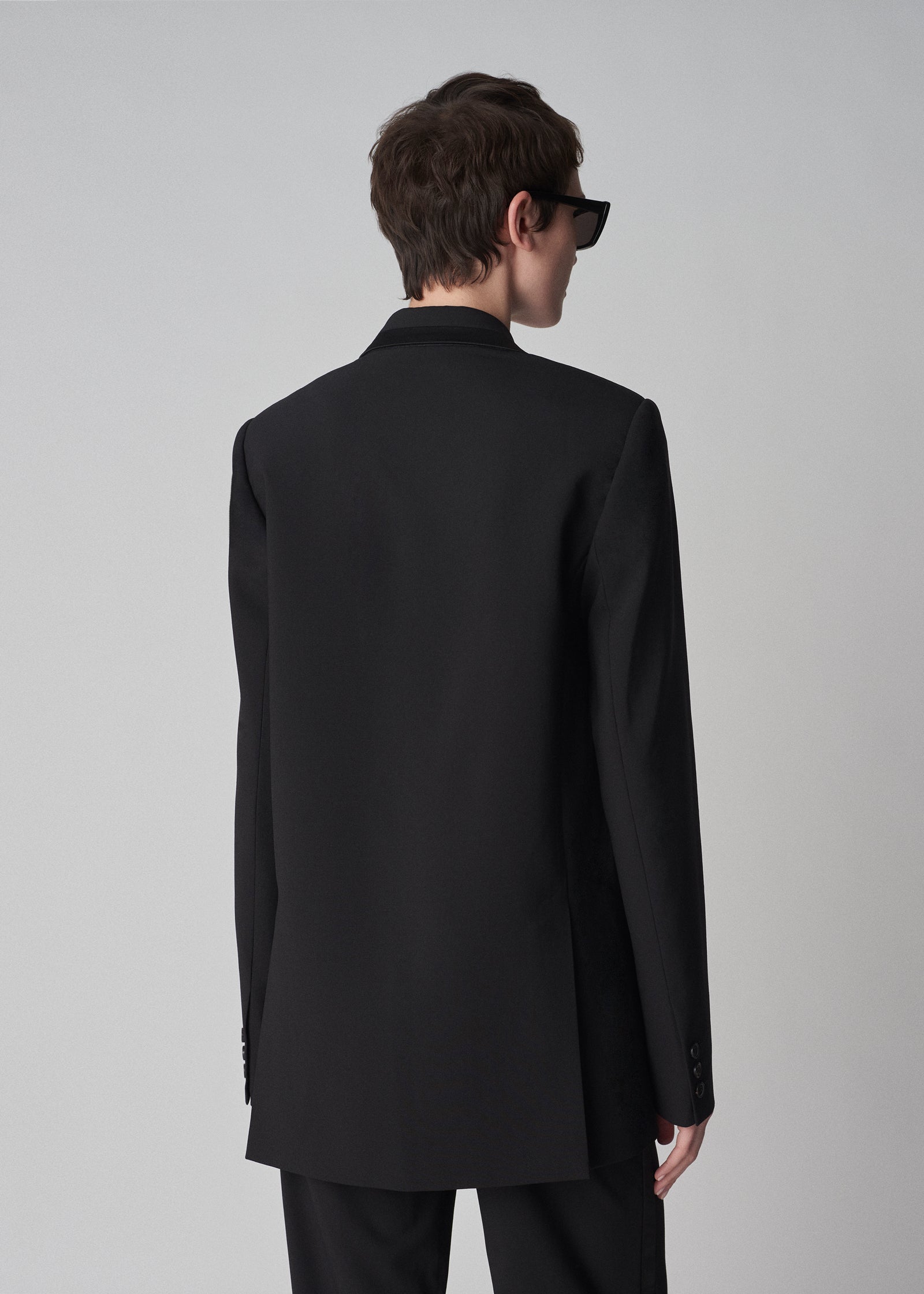 Tuxedo Jacket in Wool and Silk - Black - CO Collections