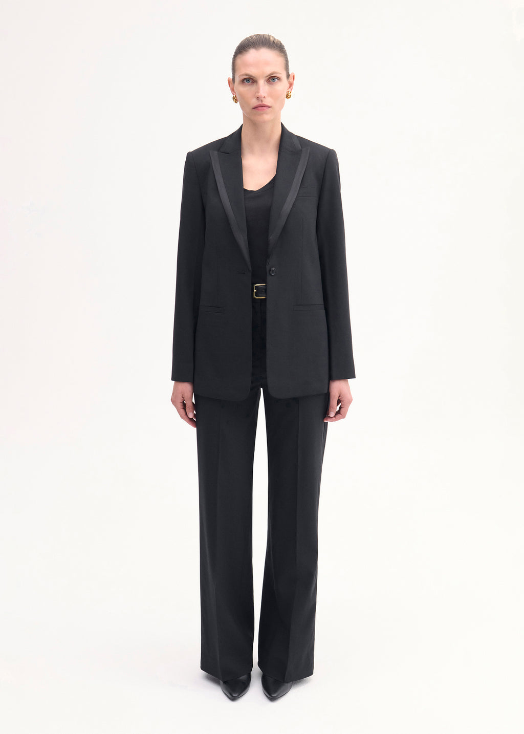 Tuxedo Jacket in Wool and Silk - Black - CO