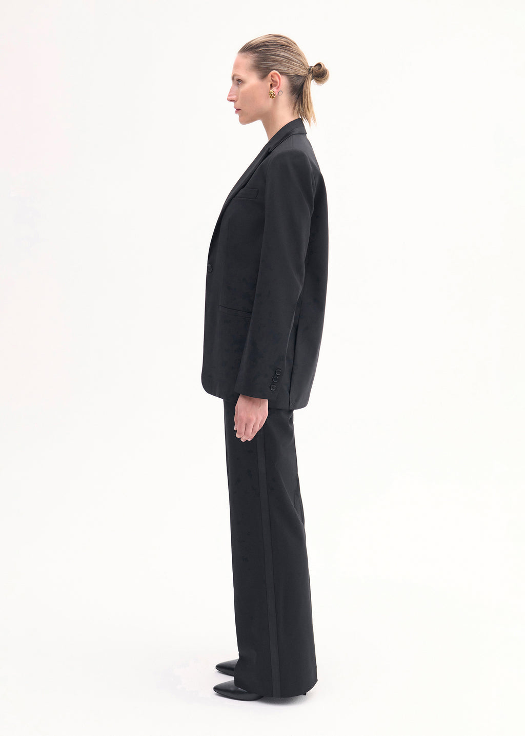 Tuxedo Jacket in Wool and Silk - Black - CO