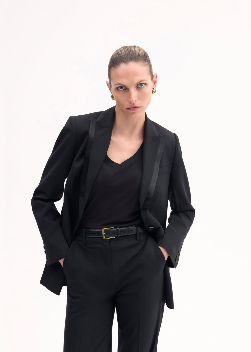 Tuxedo Jacket in Wool and Silk - Black - CO