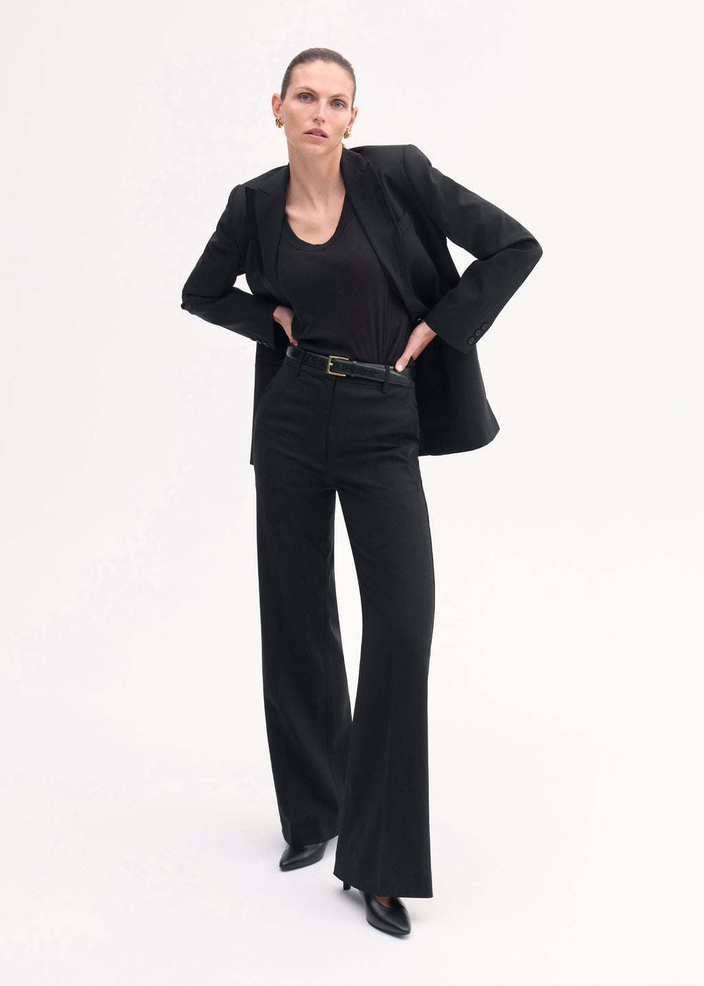 Tuxedo Pant in Wool and SIlk - Black - CO