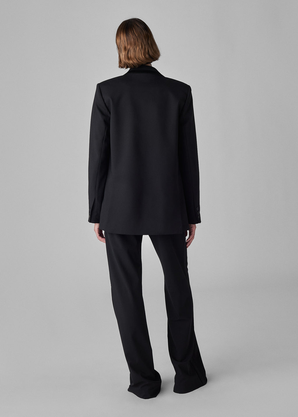 Tuxedo Jacket in Wool and Silk - Black - CO