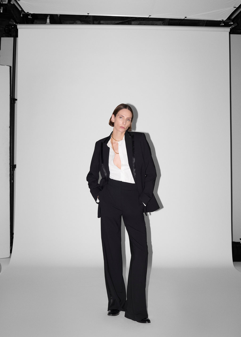 Tuxedo Pant in Wool and SIlk - Black - CO