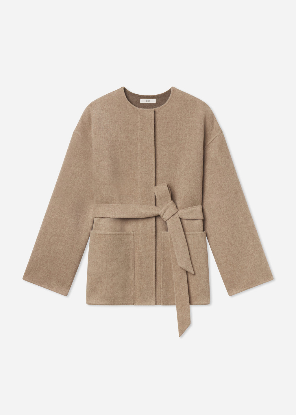 Double Faced Belted Jacket in Wool Cashmere - Taupe, image 5 of 5