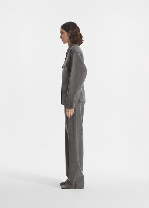 Workwear Shirt Jacket in Wool Cashmere - Grey Melange, image 2 of 4