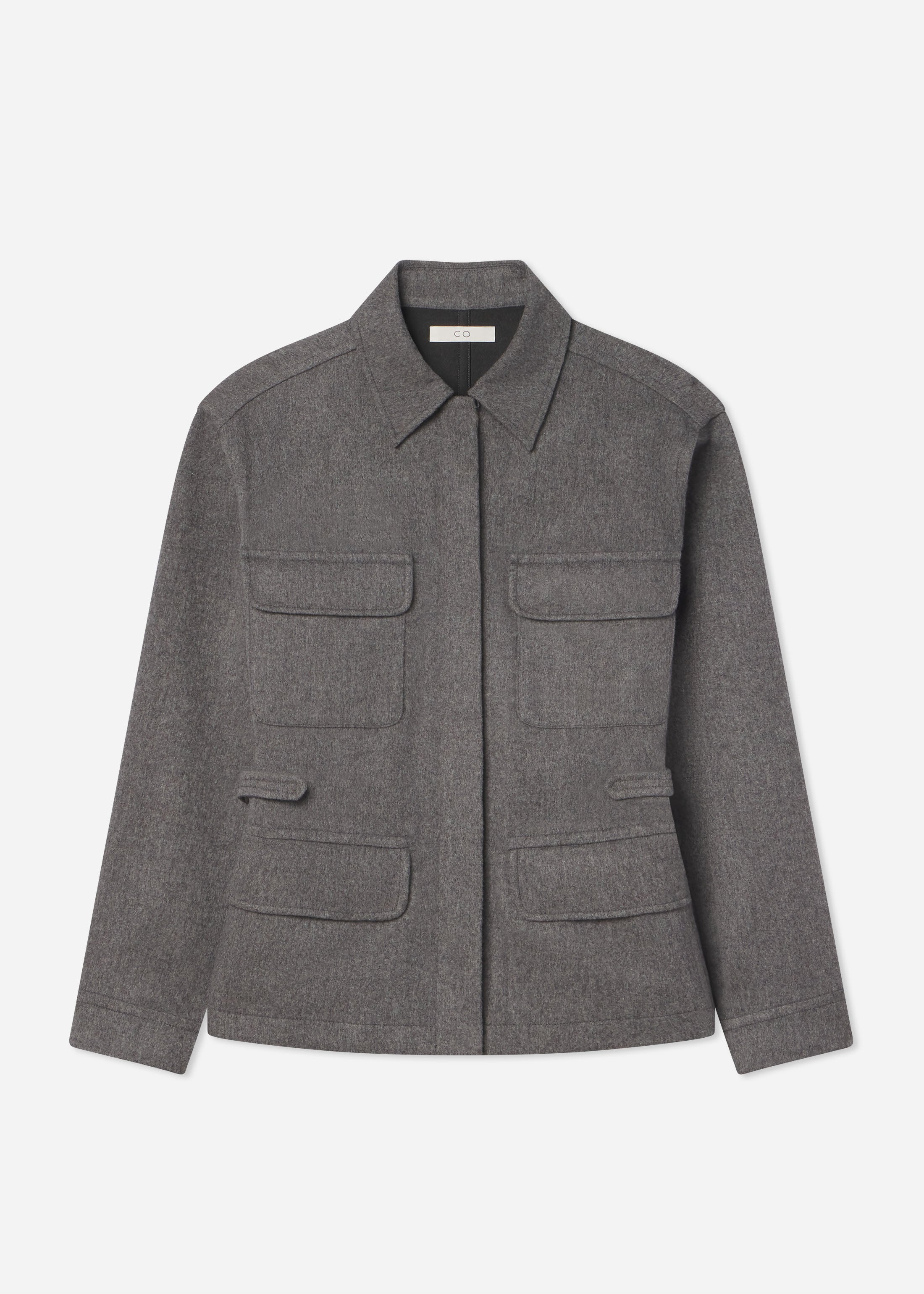 Workwear Shirt Jacket in Wool Cashmere - Grey Melange, image 4 of 4