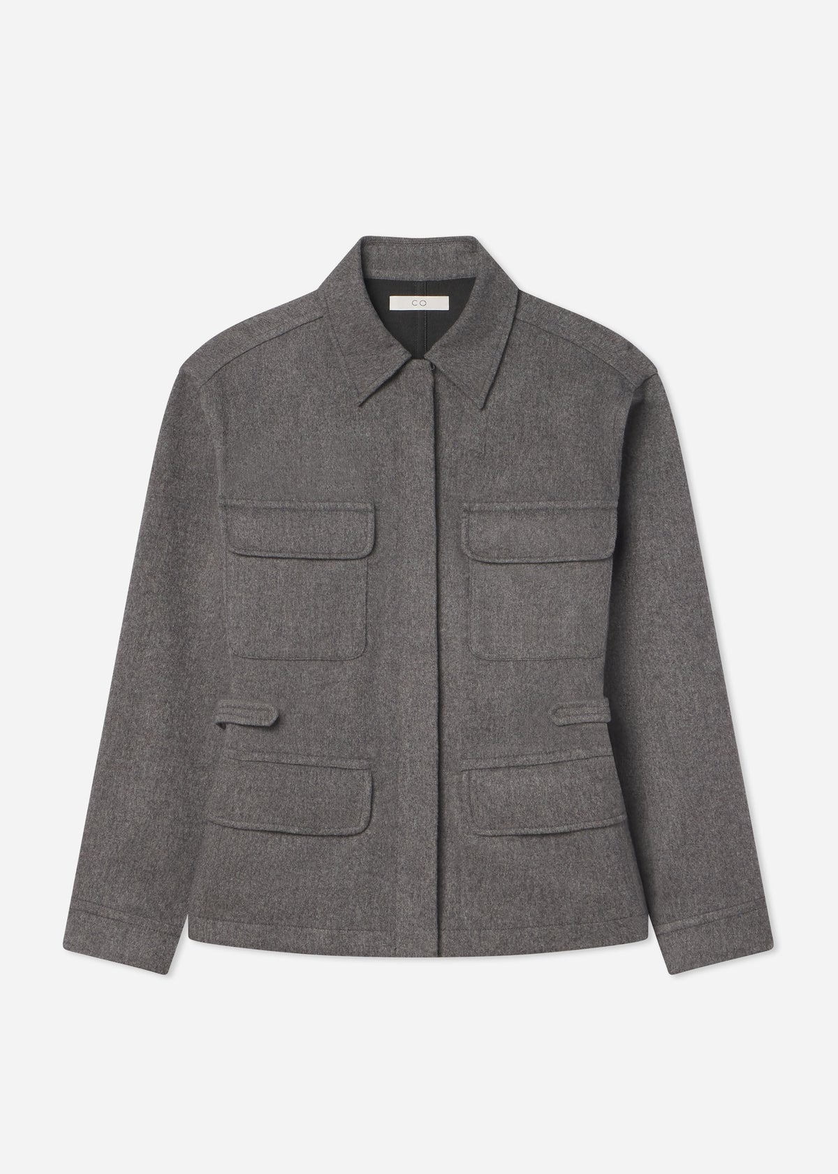 Workwear Shirt Jacket in Wool Cashmere - Grey Melange, image 4 of 4