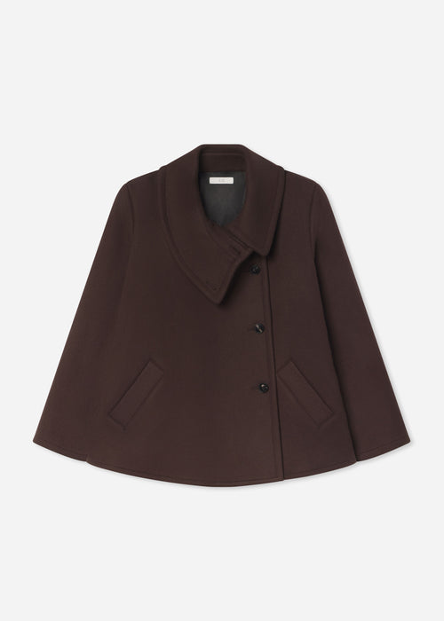 Flying Collar Swing Coat in Wool - Chocolate, image 7 of 7