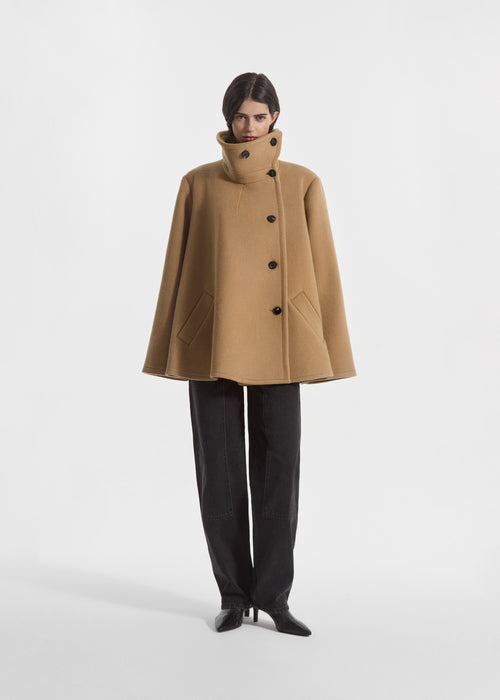 Flying Collar Swing Coat in Wool Cashmere - Camel, image 4 of 6