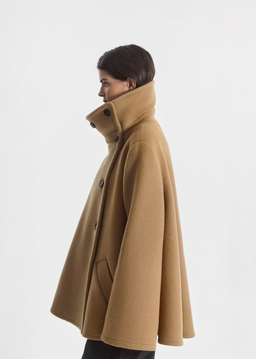Flying Collar Swing Coat in Wool Cashmere - Camel, image 2 of 6