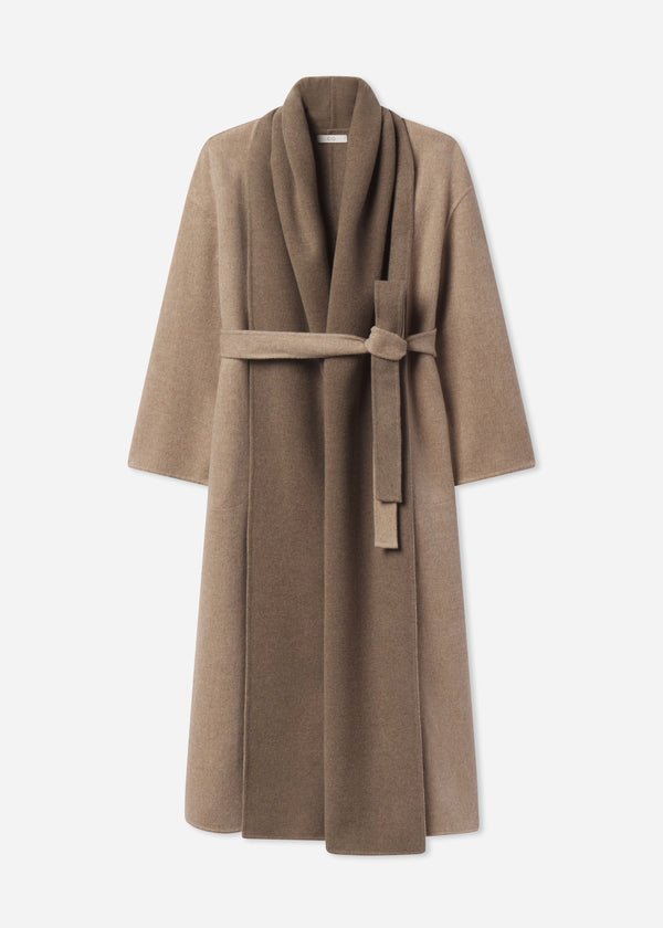 Scarf Neck Coat in Wool Cashmere - Taupe, image 5 of 5