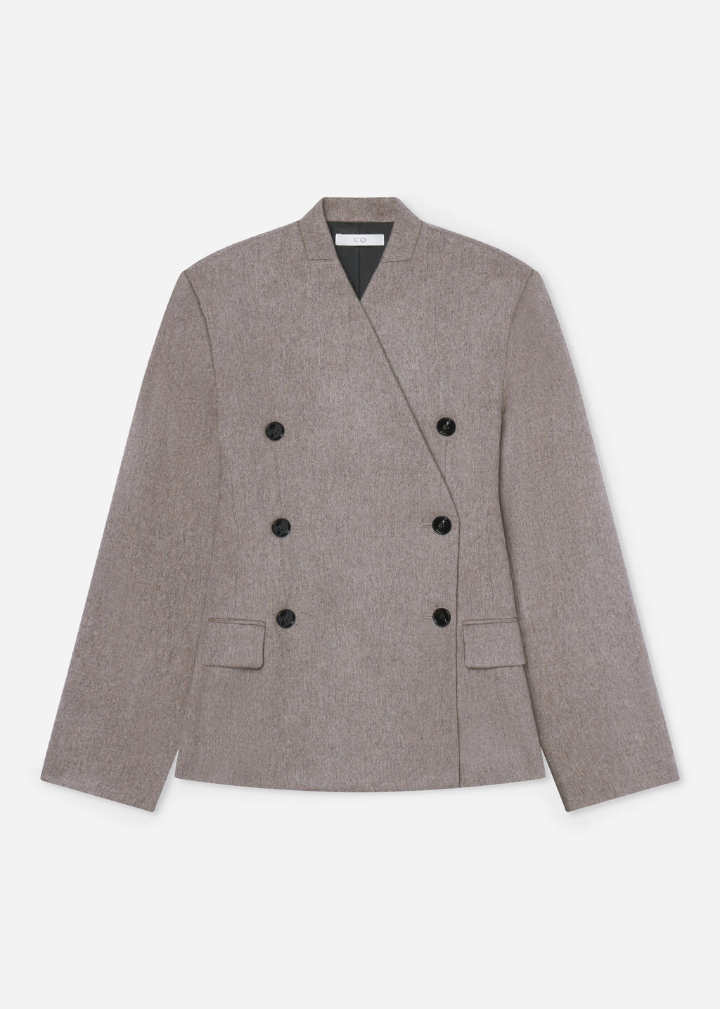 Sculptural Collarless Blazer in Wool Cashmere - Oatmeal - CO