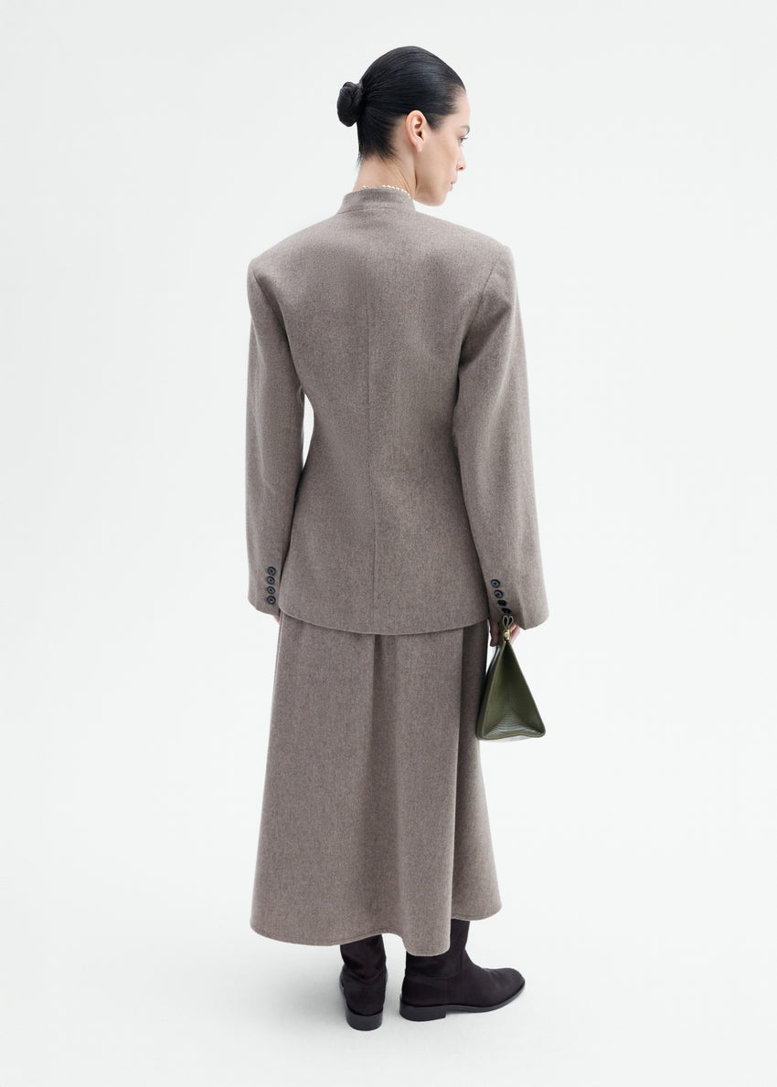 Sculptural Collarless Blazer in Wool Cashmere - Oatmeal | CO