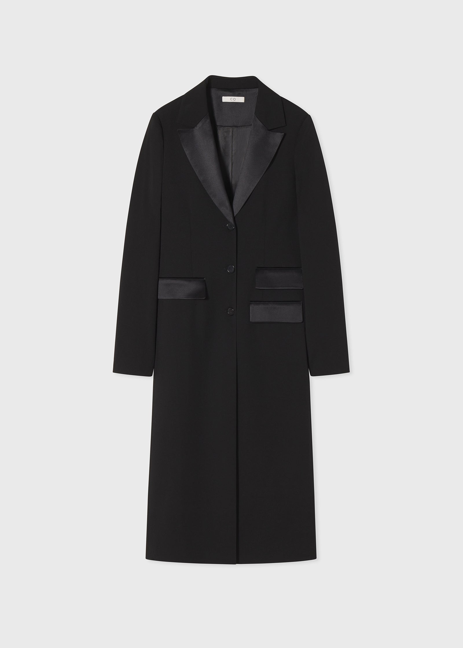 Slim Tuxedo Blazer Coat in Virgin Wool  - Black - CO Collections