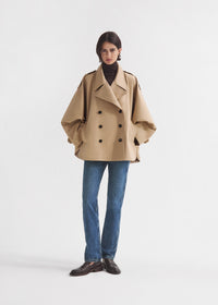 Dolman Cropped Trench in Cotton Twill - Camel