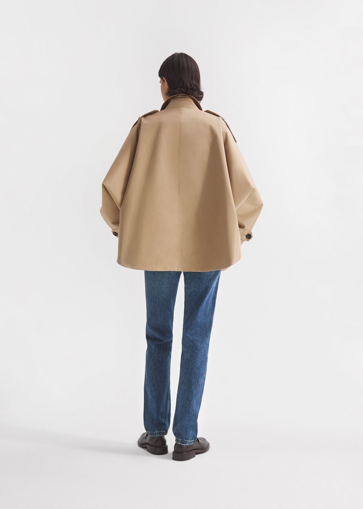 Dolman Cropped Trench in Cotton Twill - Camel, image 3 of 4
