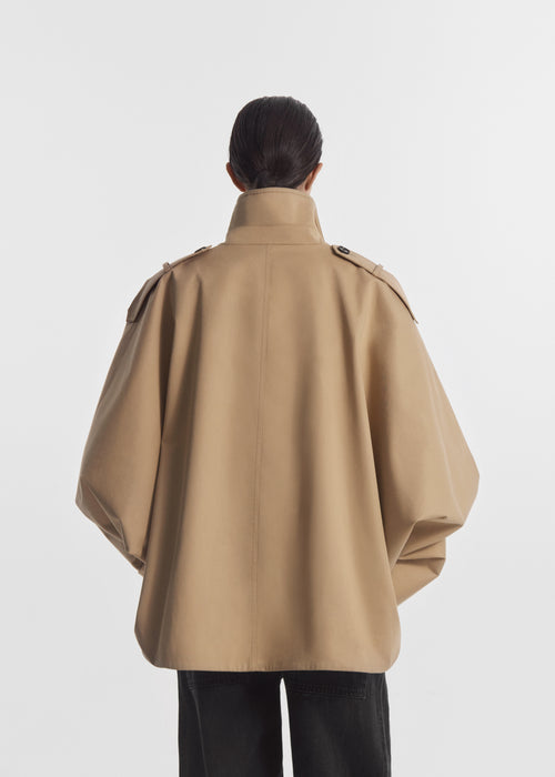 Dolman Cropped Trench in Cotton Twill - Camel, image 3 of 4