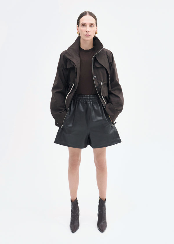 Military Jacket in Brushed Cotton - Chocolate - CO