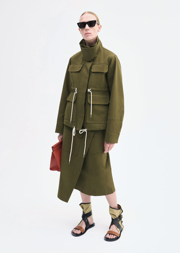 Military Jacket in Brushed Cotton - Olive - CO