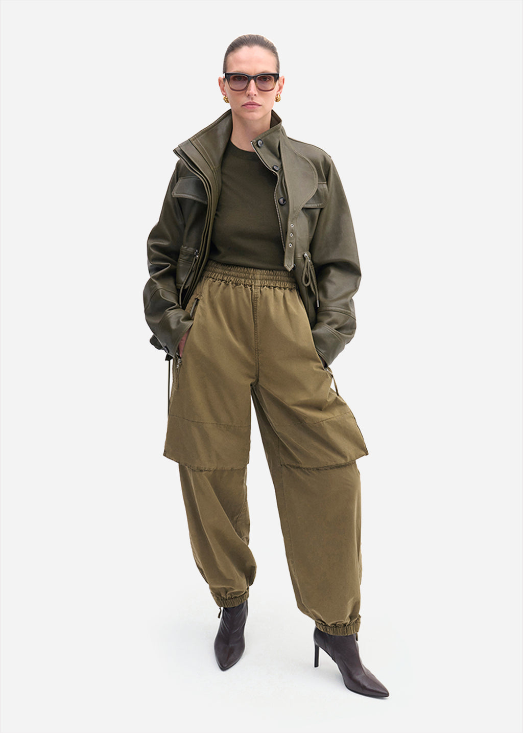 Military Jacket in Leather - Olive - CO