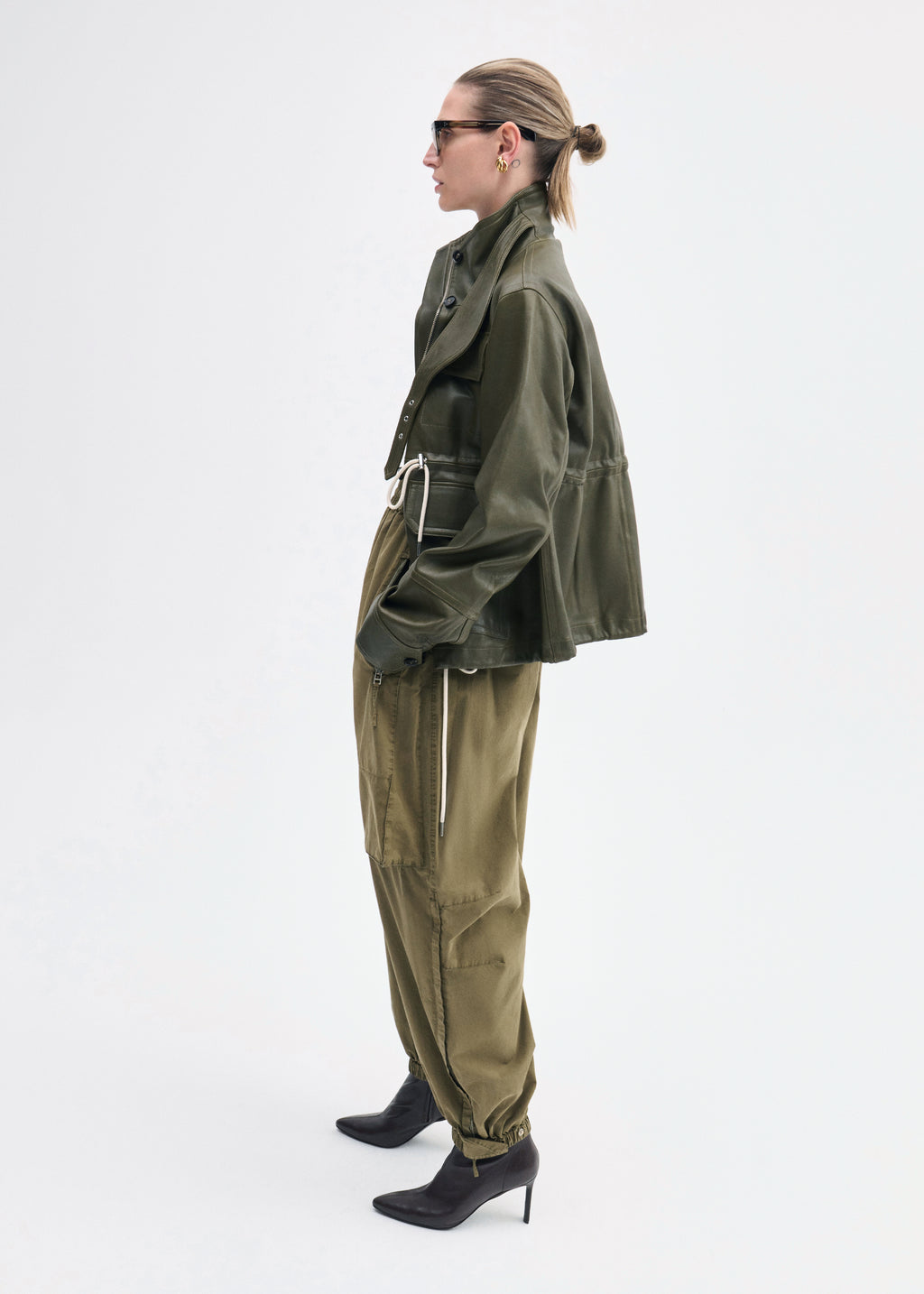 Military Jacket in Leather - Olive - CO