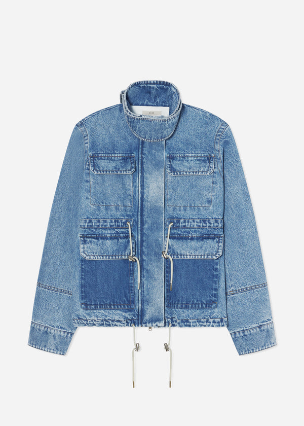 Military Jacket in Patchwork Denim - Indigo - CO