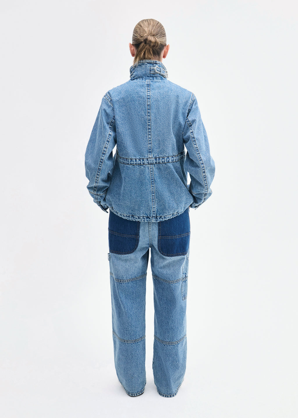 Military Jacket in Patch Work Denim - Indigo - CO