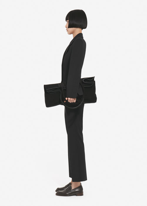 Double Breasted Fitted Blazer in Wool - Black, image 3 of 4