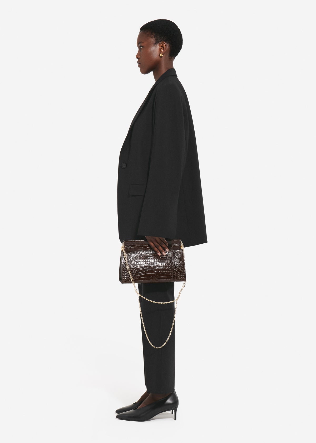 Boxy Jacket in Virgin Wool - Black, image 3 of 5