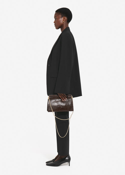 Boxy Jacket in Virgin Wool - Black, image 3 of 5