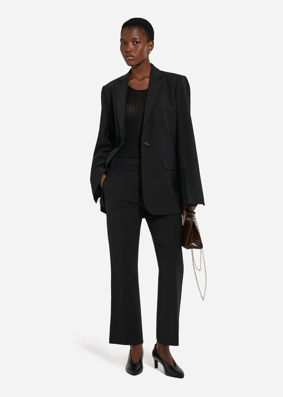 Boxy Jacket in Virgin Wool - Black, image 2 of 5