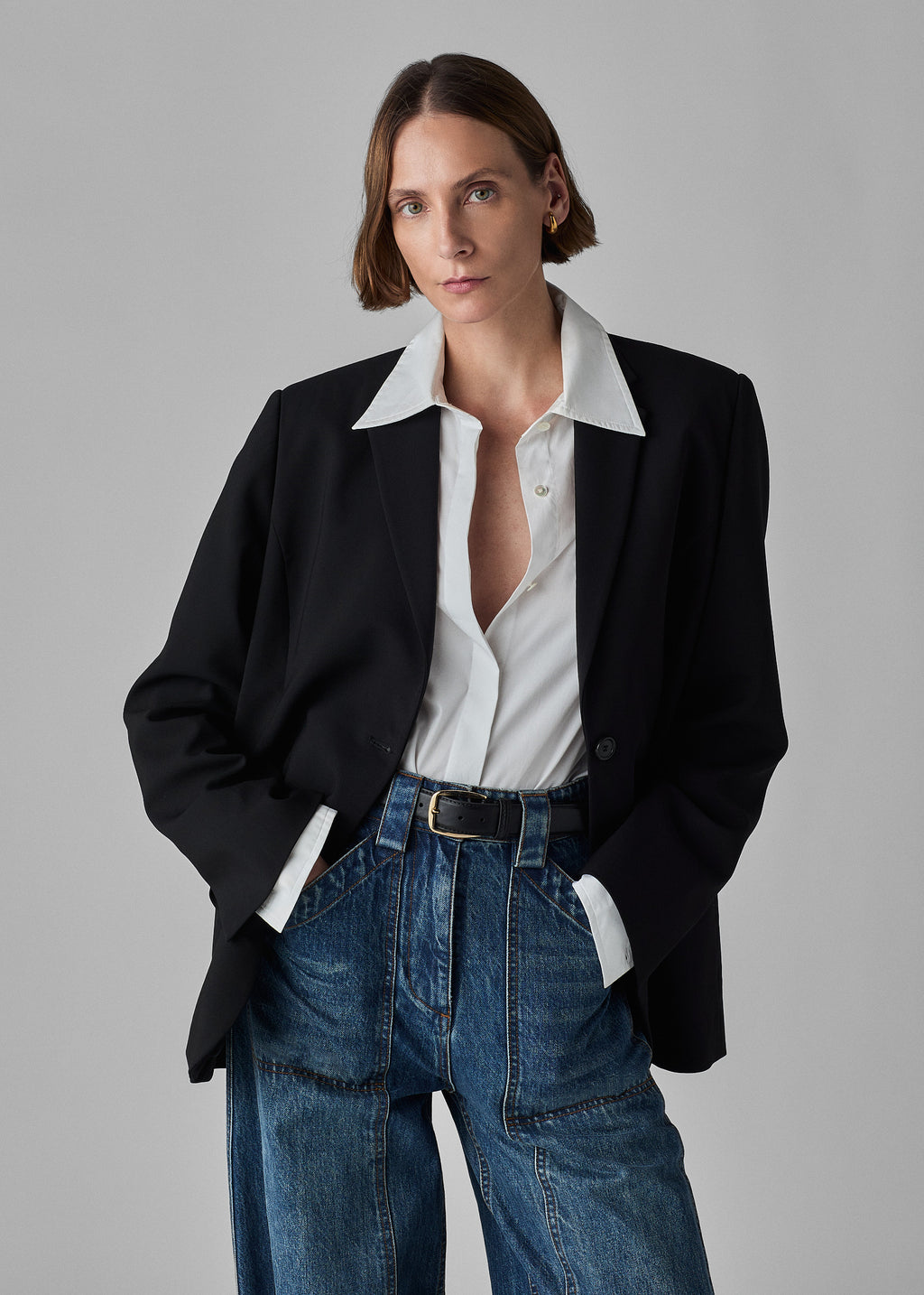 Boxy Jacket in Virgin Wool - Black - CO