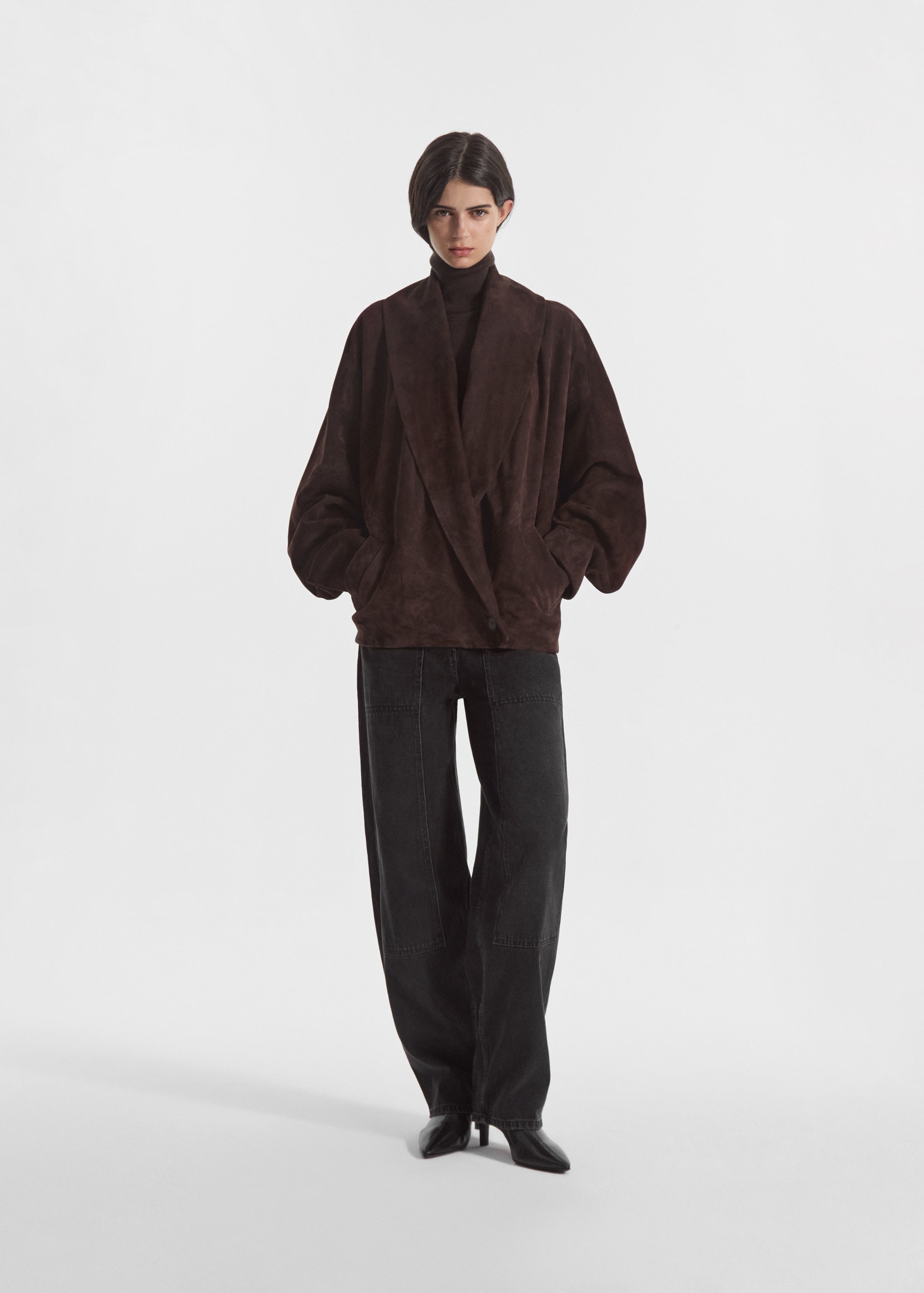 Wrap Jacket in Suede - Chocolate