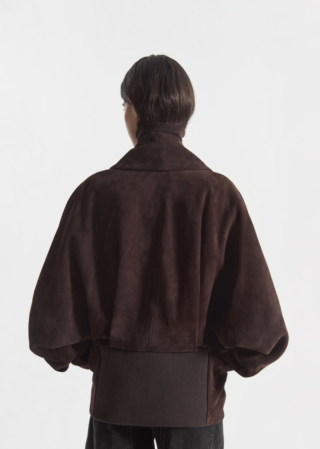 Wrap Jacket in Suede - Chocolate - CO