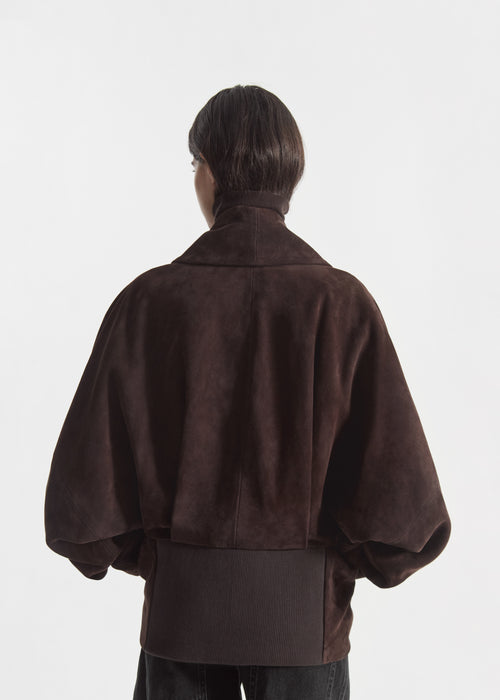 Wrap Jacket in Suede - Chocolate, image 3 of 5