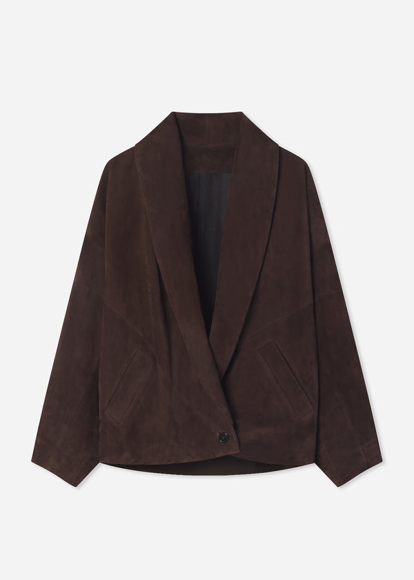Wrap Jacket in Suede - Chocolate - CO
