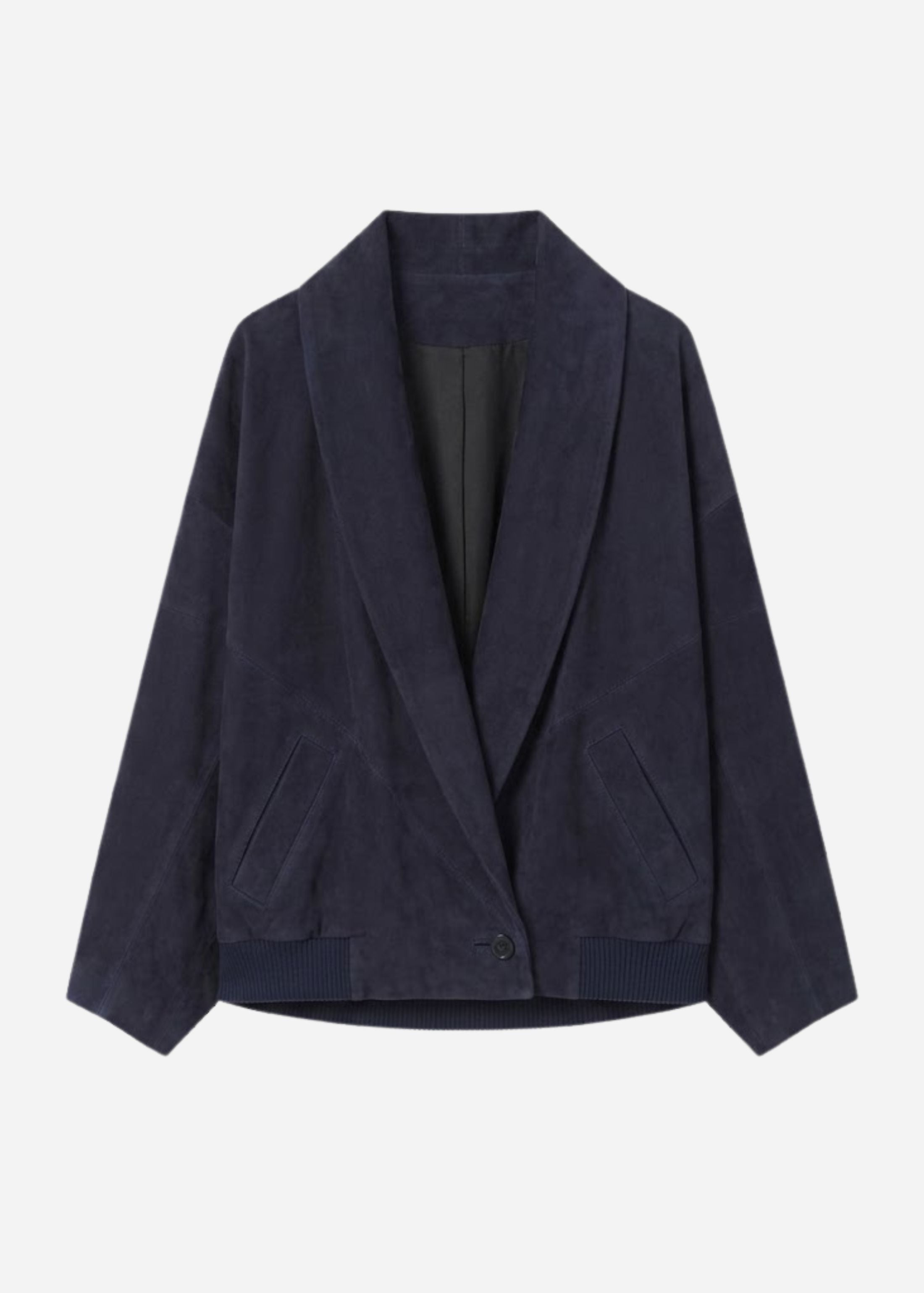 Wrap Jacket in Suede - Navy