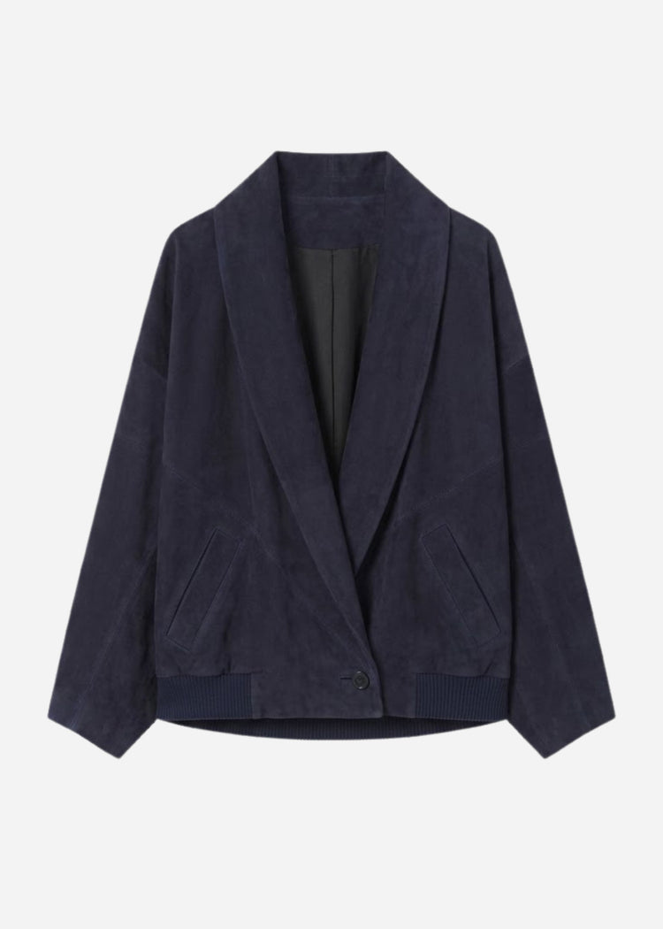 Wrap Jacket in Suede - Navy, image 6 of 6