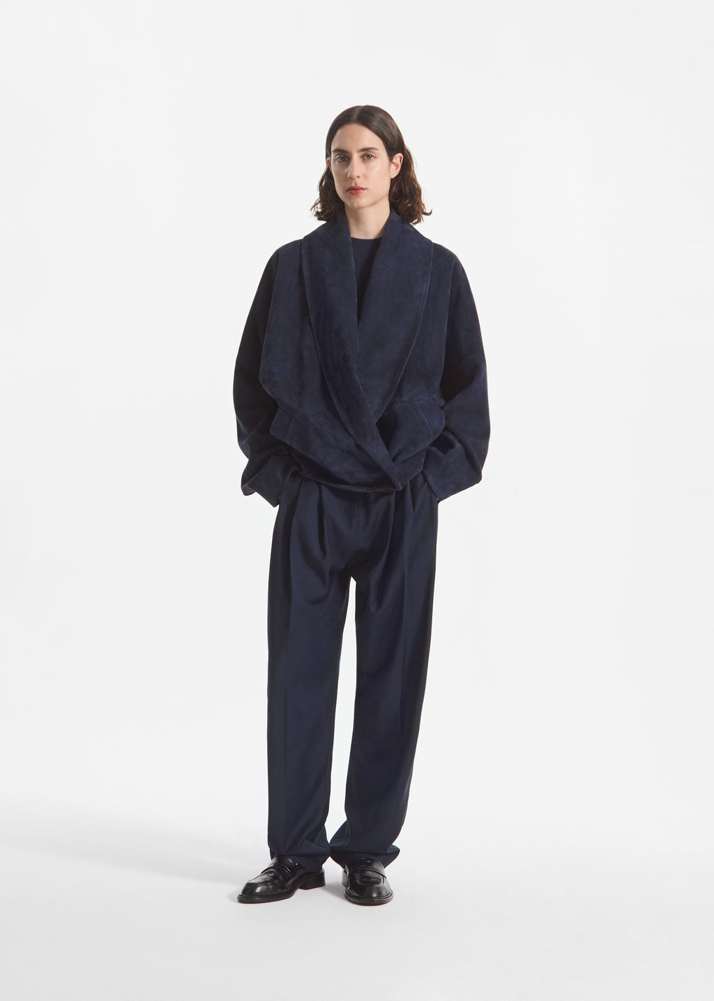 Wrap Jacket in Suede - Navy - CO