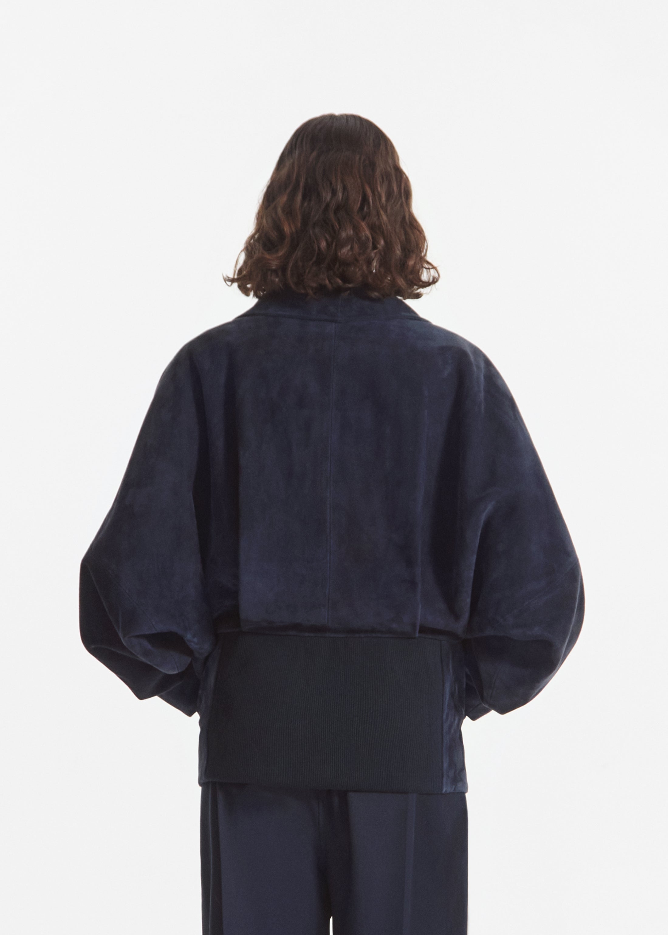 Wrap Jacket in Suede - Navy
