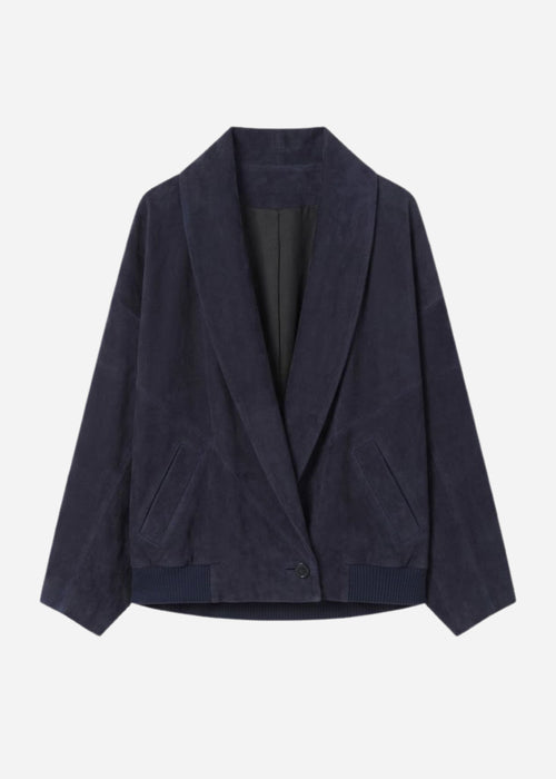 Wrap Jacket in Suede - Navy, image 6 of 6
