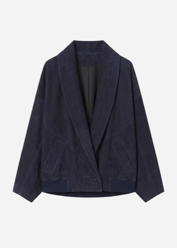 Wrap Jacket in Suede - Navy - CO