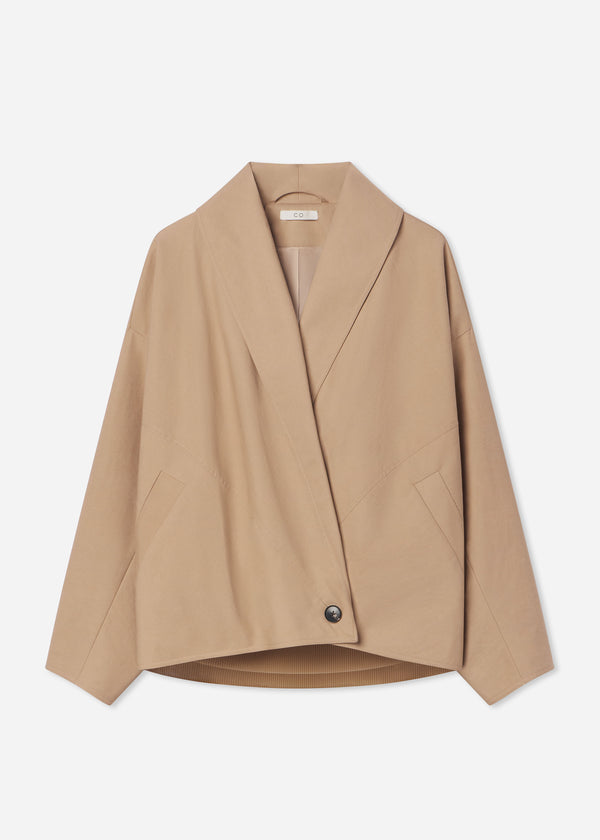 Wrap Jacket in Cotton Twill - Camel - CO